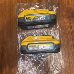 (2) Dewalt 5.0 Ah 20v Max PowerStack Battery (DCBP520-2)