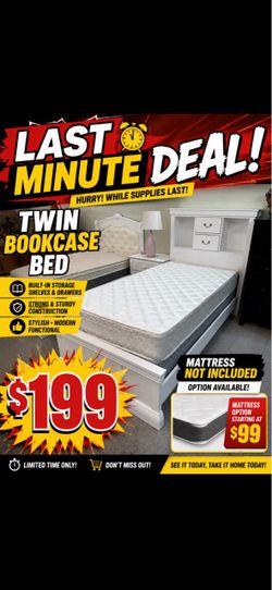 Twin Bookcase Bed Frame with Storage