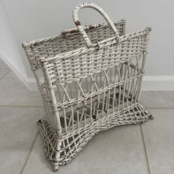 Vintage wicker magazine rack
