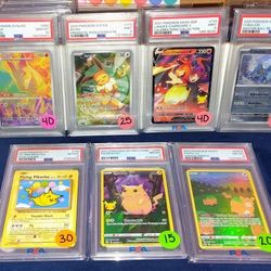 Pokemon Graded Slabs Lot (15 Total) + Singles