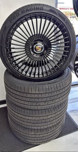 (4) 24" Cadillac Wheels with 295/35ZR24 Tires On Sale-WE FINANACE NO CREDIT OK