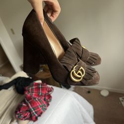 Suede Size 6 1/2 Gucci Brown Heels