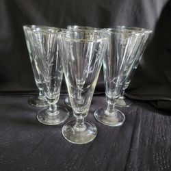 Princess House Heritage Etched Crystal Pilsner Beer Glasses. 