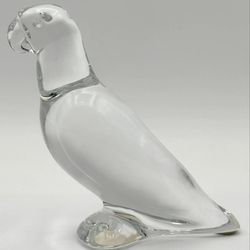 Baccarat France Lead Crystal Parrot Bird Sculpture Figurine Paperweight