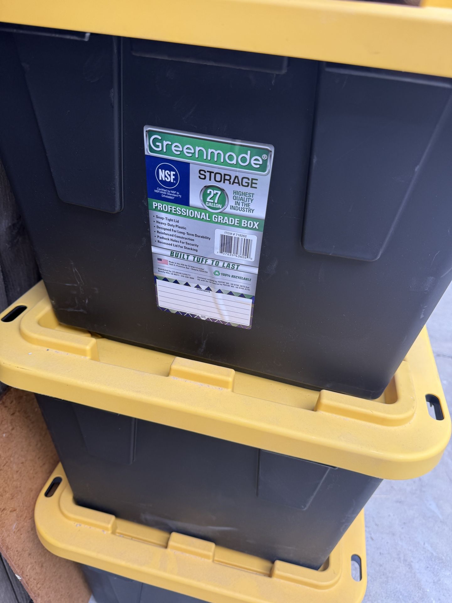27 Gallon Storage Containers (20 HDX, 5 Greenmade) - $5ea