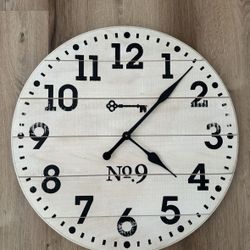 White - Barn Style Wooden Clock