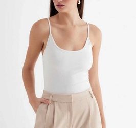 New Express White Scoop Neck Cami Bodysuit XS
