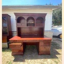 Cherry Wood Desk With Hutch