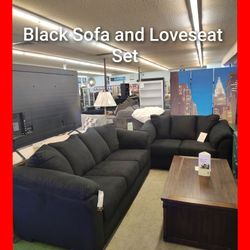 🥰 Black Sofa and Loveseat Set