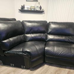 Black Faux Leather 2 Pieces Of Sectional Sofa
