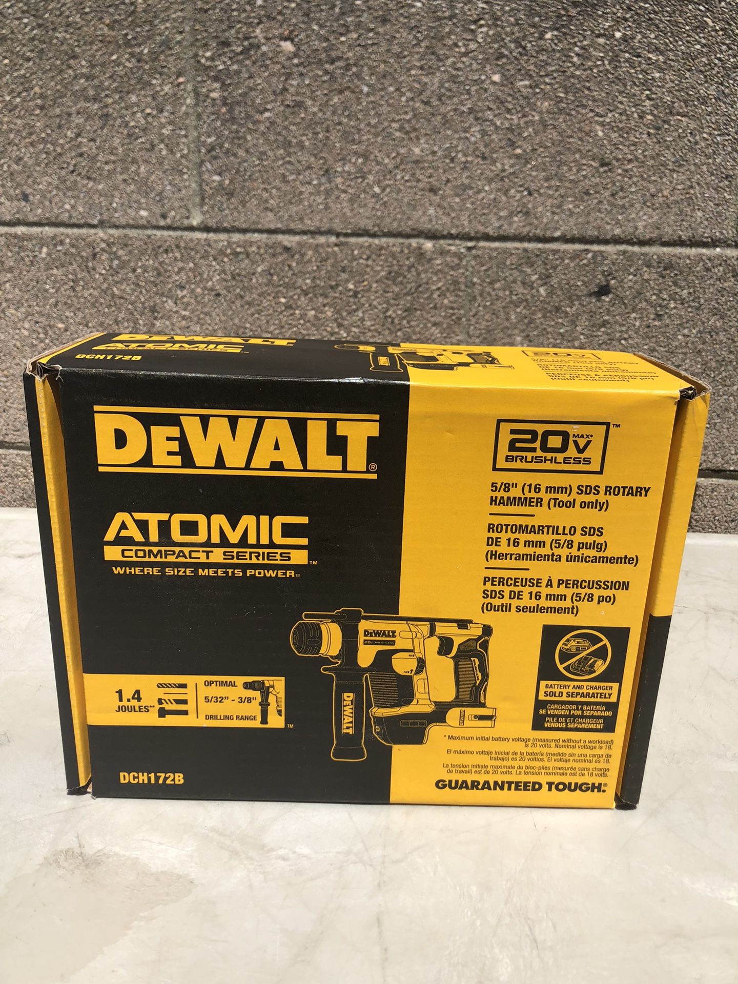 DEWALT DCH172B ATOMIC 20-Volt MAX Cordless Brushless Ultra-Compact 5/8 in. SDS + Hammer Drill (Tool-Only)