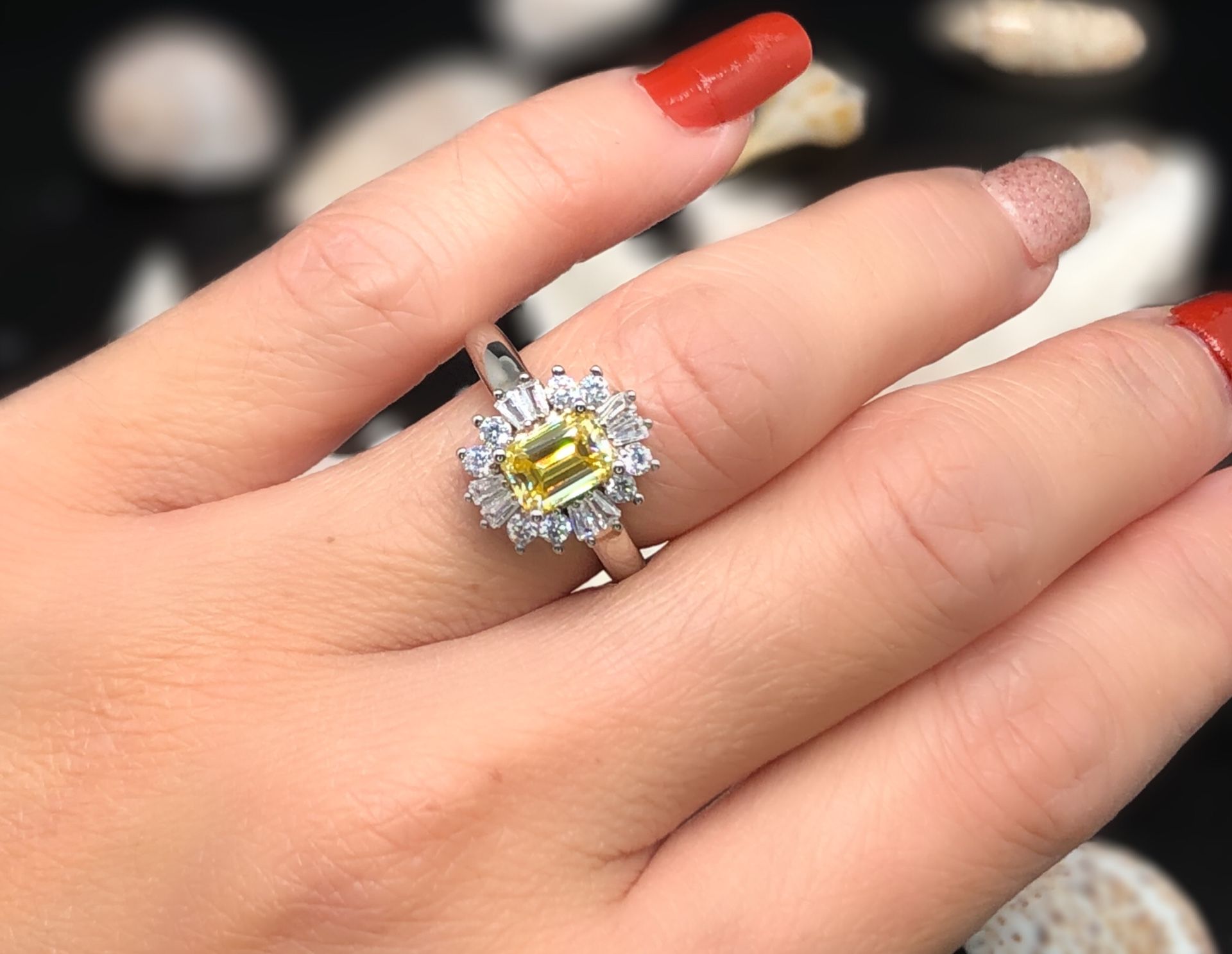 1ct Yellow Fancy Moissanite Ring With Certificate