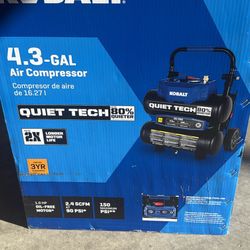 Kobalt 4.3 Gallon Quiet Tech Air Compressor NEW