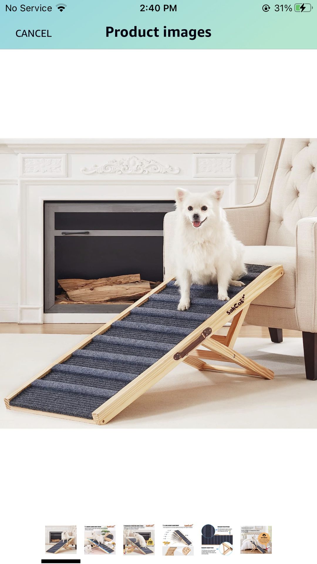 Sakgos Dog Ramp for Bed, Adjustable Pet Ramp for Couch, Dog Ramp for High Bed, Wooden Folding Portable Dog Cat Bed Ramp for Bed and Car, Non Slip Carp