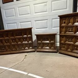 Mid-Century Bedroom Set With Dresser, Chest Of Drawers, And Nightstand With Dovetail Drawers.