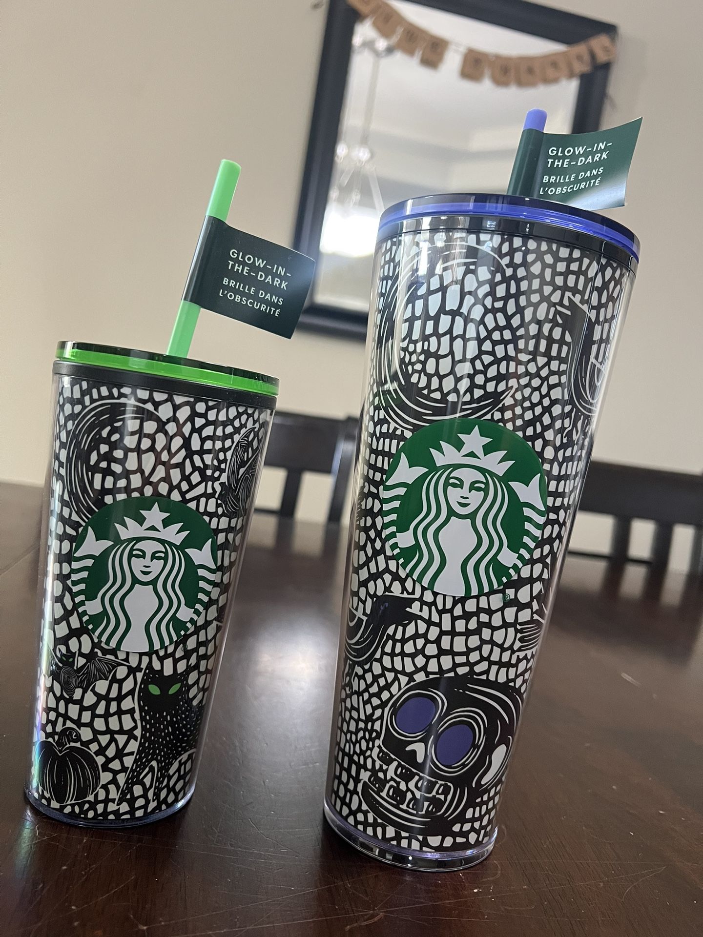 Rare 2020 Starbucks Glow In The Dark Tumbler Duo