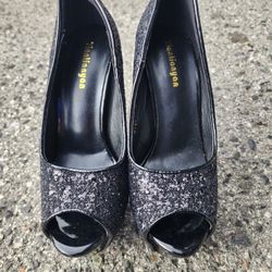 Black Glitter Heels