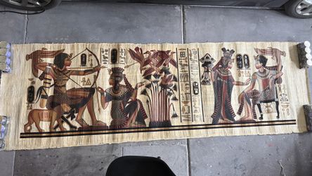 Massive Hand Painted Egyptian Papyrus Art - Almost 10ft Long