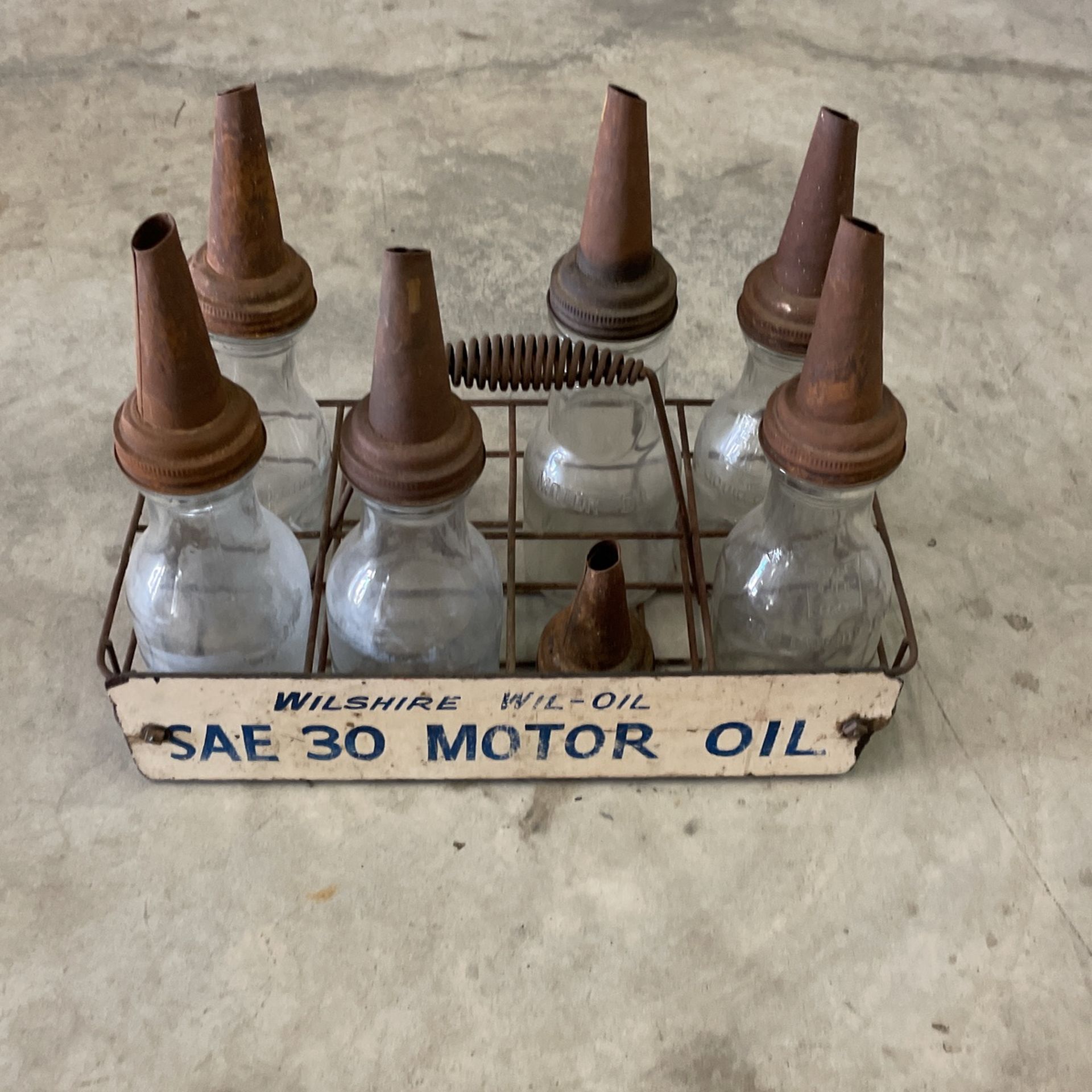 Antique Motor Oil Glass And Case