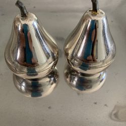 Vintage Pear Shaped Salt And Pepper Shakers Silver Plated Included Stoppers