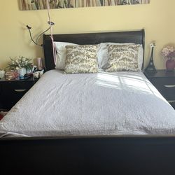 Brown wooden bed frame