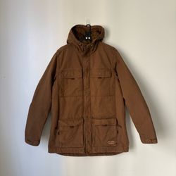 L.L.Bean Brown Utility Field Jacket Hooded Insulated Workwear Men’s Large