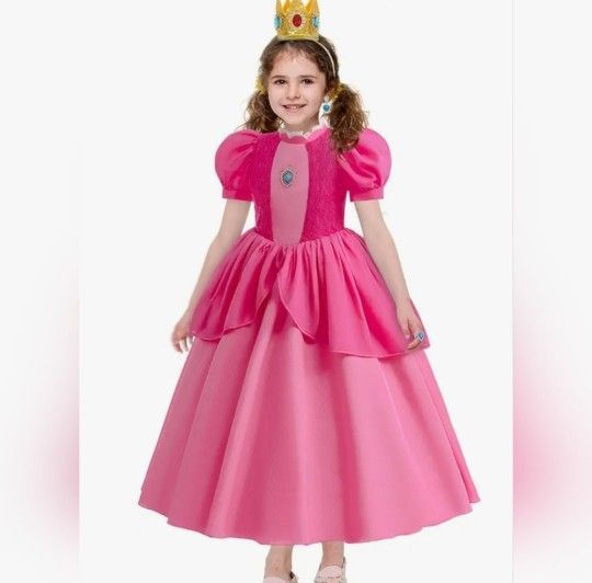 Princess Peach Costume Sz 140 ( 7/8 )