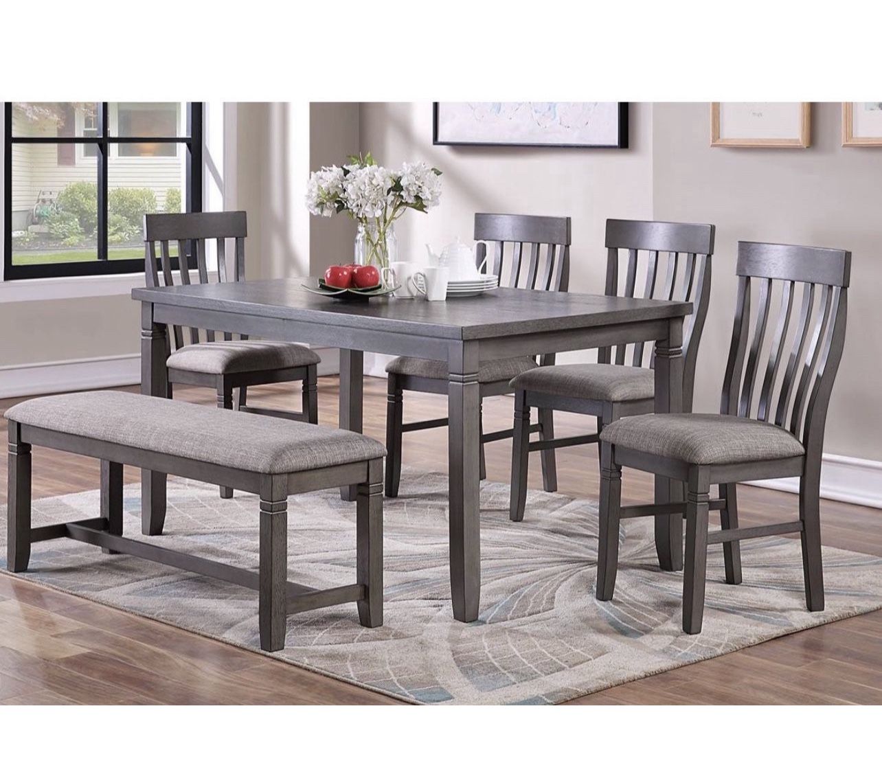 Dining Table Set 6pc Gray Brand New In Box