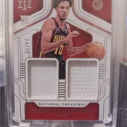 2024-25 Panini National Treasures Zaccharie Risacher Rookie Dual Patch 54/99