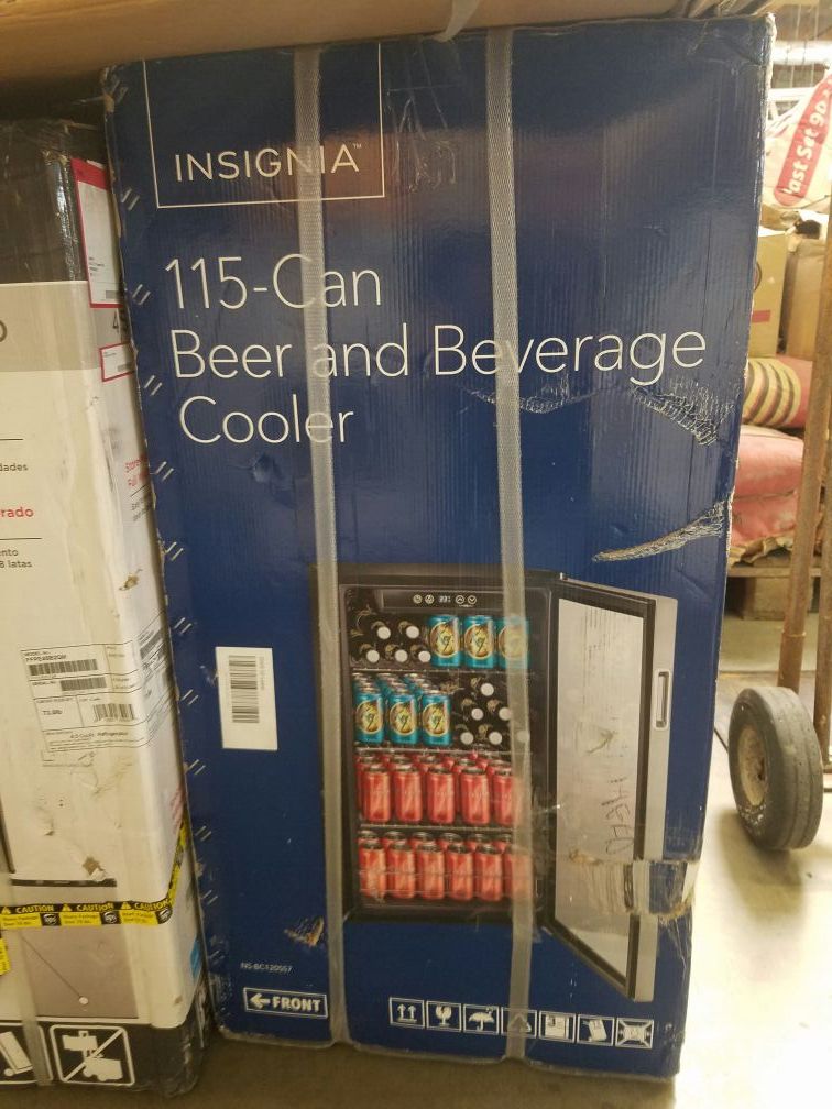 NEW INSIGNIA 115-CAN DRINKS BEVERAGE COOLER STAINLESS STEEL BLACK FRIDGE NS-BC120SS7 BEER WINE 3.2 CUBIC FEET CAPACITY GLASS MINI
