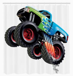 Monster Truck Curtain's For Kids Room