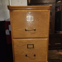 Oak Two Drawer File Cabinet 