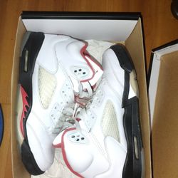 White, Black And Red Jordan 5s
