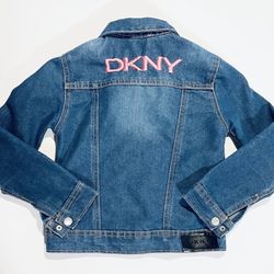 DKNY Embroidered Denim Long Sleeve Jacket Girls 6, SMOKE FREE!