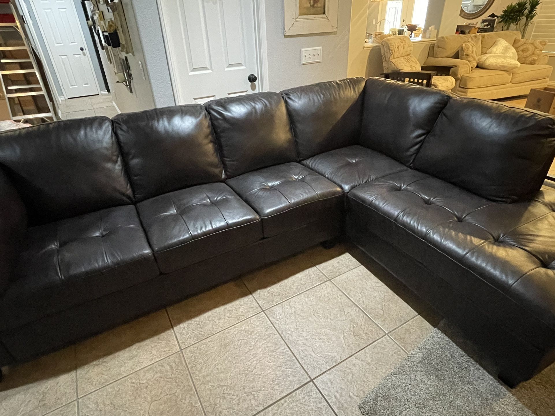 Dark Brown Leather Couch