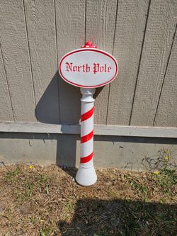 Vtg North Pole Blow Mold Sign