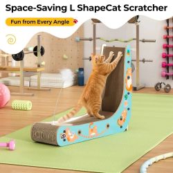Cat Scratcher,  27''L L-Shape Patterned Cat Scratcher, NEW