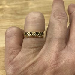 Gold Ring With White And Blue Sapphires