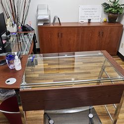 Glass Desk And Credenza