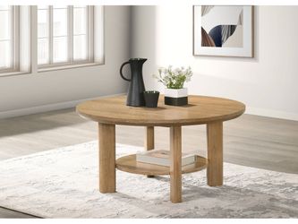 Ottowa Light Oak 36-inch Round Wood Cocktail Coffee Table