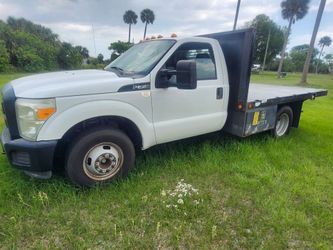 White Ford F-350 Dually Flatbed Truck