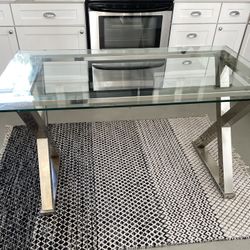 Glass And Chrome Desk / Kitchen Table