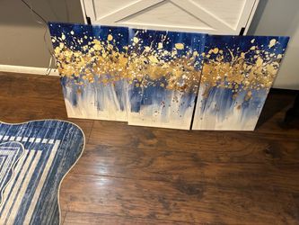 Blue and gold canvas wall prints