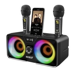 SDRD SD-317 Portable Bluetooth Karaoke Machine with 2 UHF Wireless Microphones