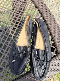 Michael Michael Kors Black Leather Driving Moccasin Flats Women’s Shoes 