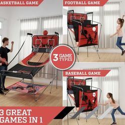 ESPN 3-in-1 Arcade Combo Basketball, Baseball, Football Game, Red