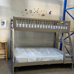 New Gray Full And Twin Size Bunk Bed $30 Initial 🔥 No Credit Check 