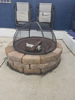 Brick fire pit with cover