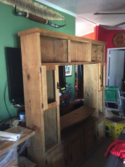 Rustic tv stand holds 46 inch tv