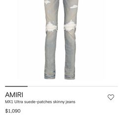 Amiri Jean MX1 Ultra suede-patches skinny jeans